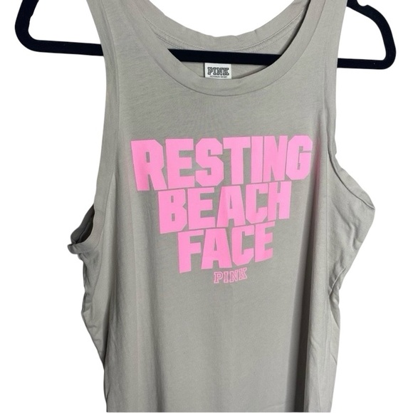 PINK Victoria Secret Graphic Tank Resting Beach Face XS - Picture 3 of 5